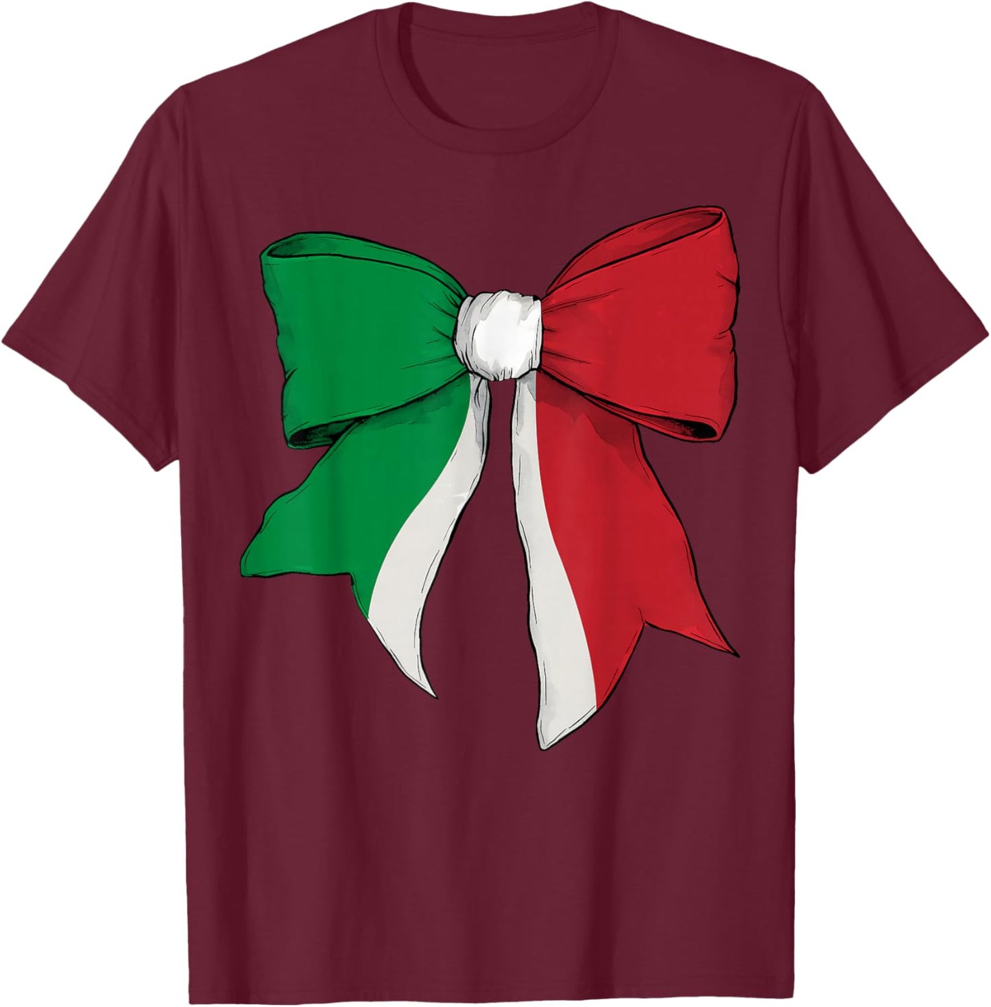 Italienisches Schleifenband mit italienischer Flagge für Mädchen T-Shirt - T-Shirt | Maroon