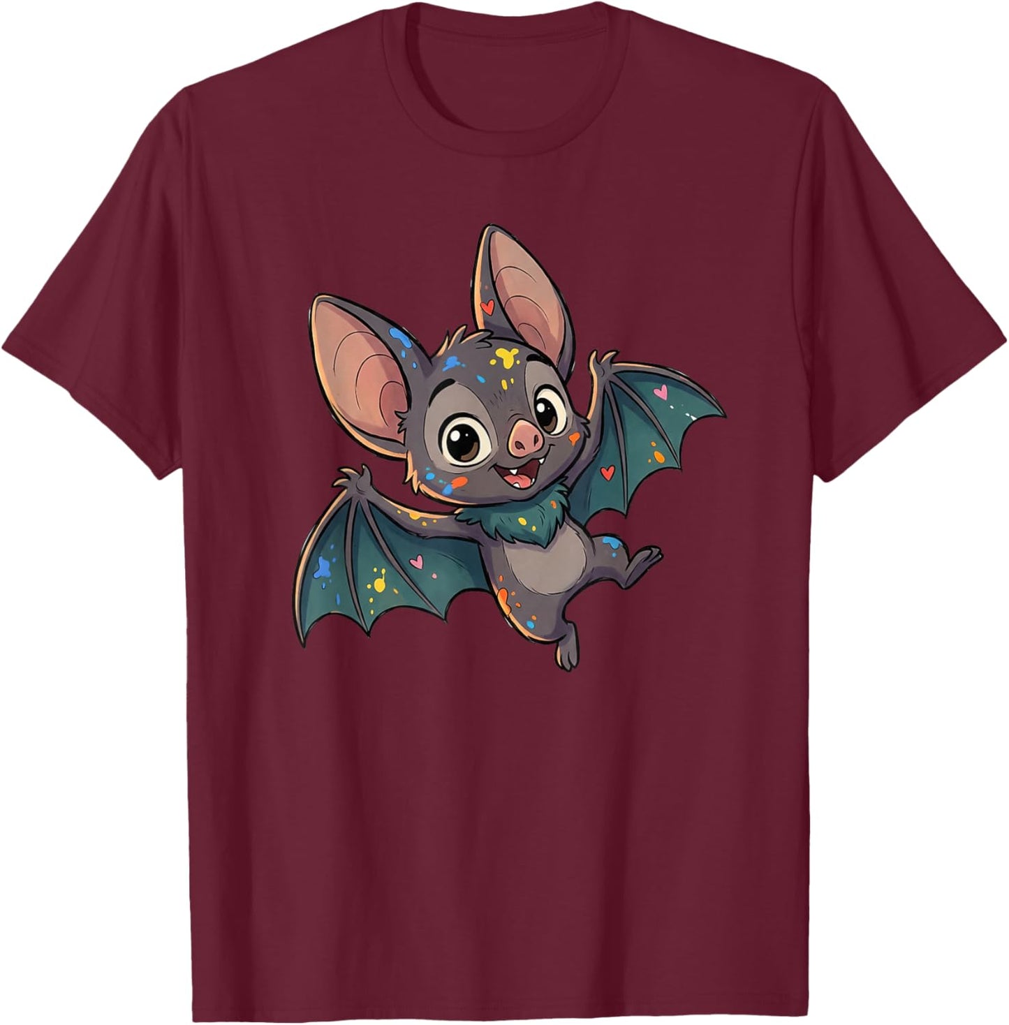 Cute Colourful Baby Bat for Kids Halloween T-Shirt - T-Shirt | Maroon