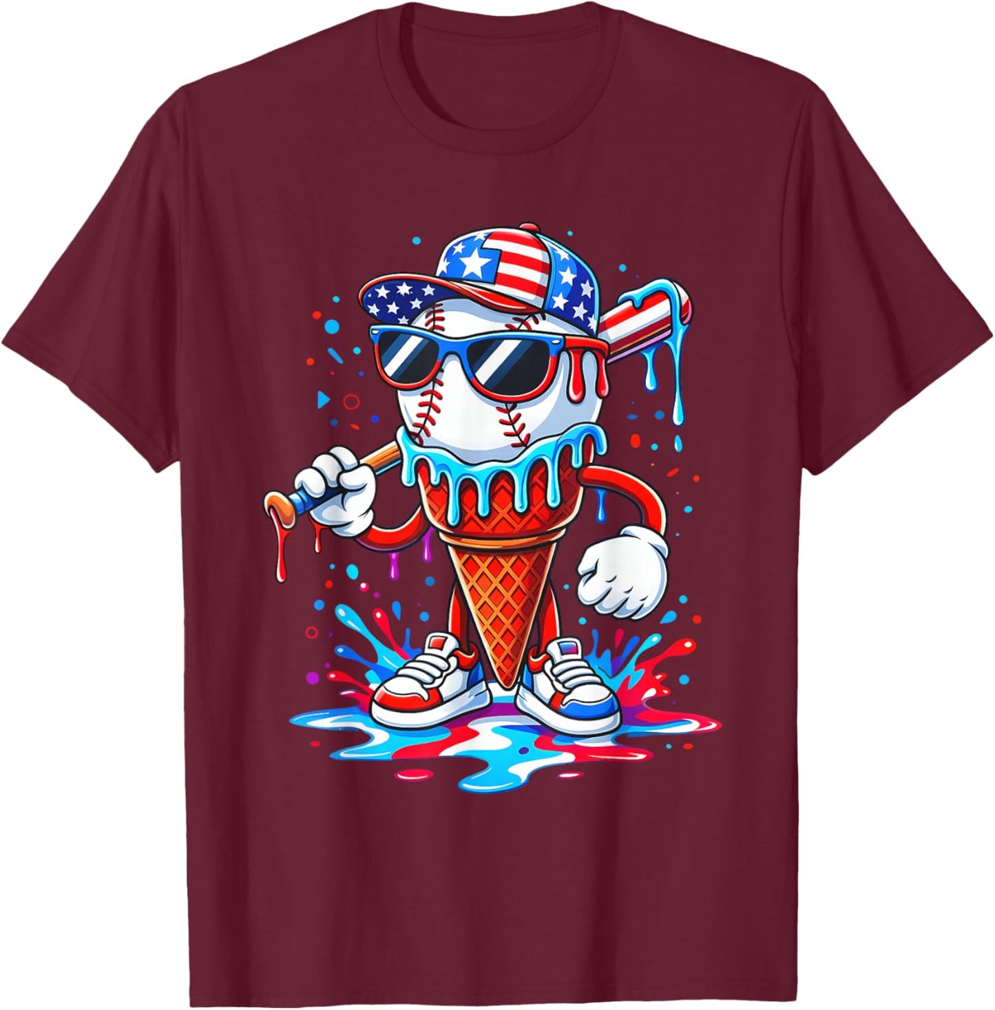 Baseball Life Style 101 Apparel Youth Drip Baseball Boys Kid T-Shirt - T-Shirt | Maroon