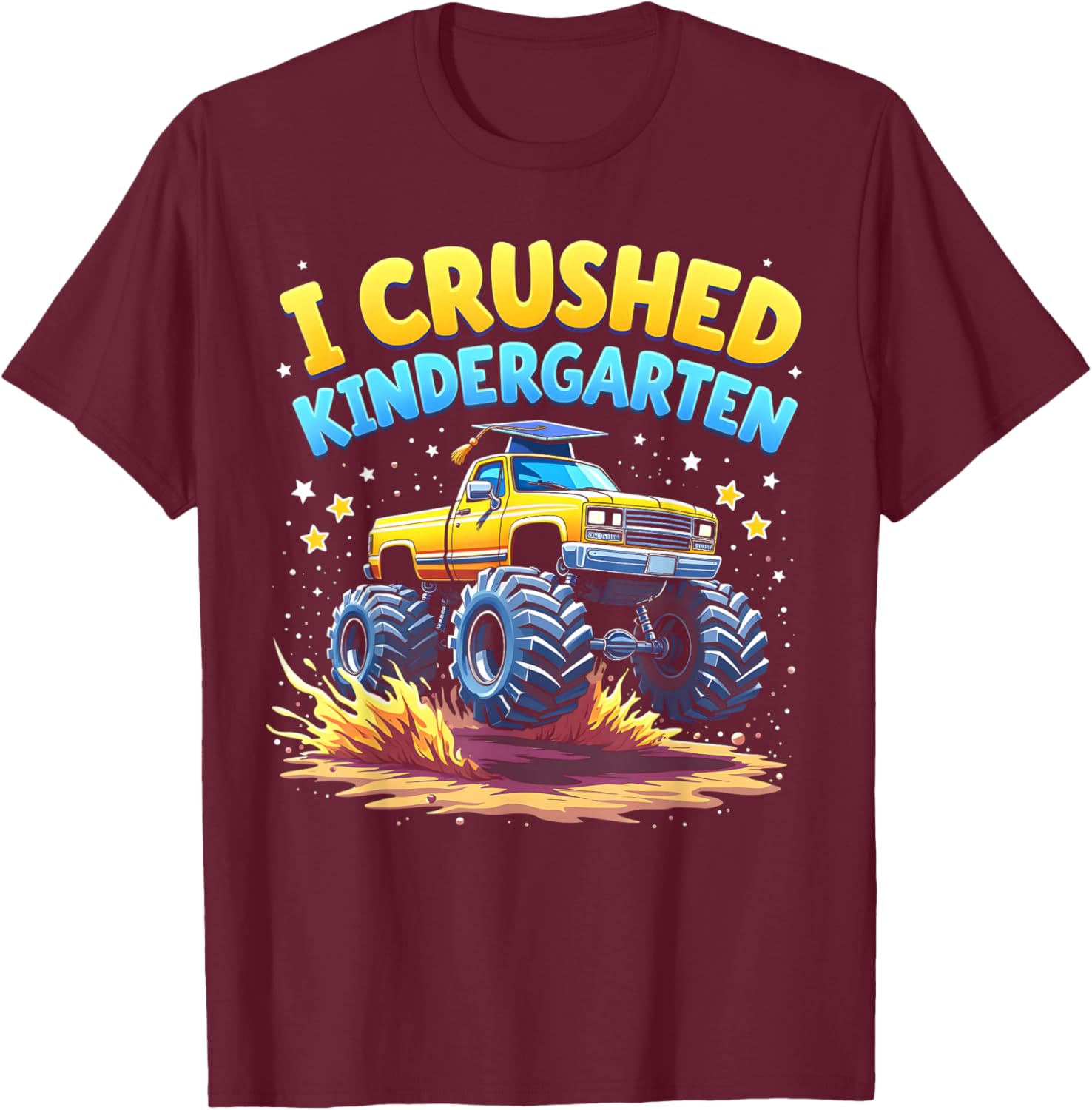 I Crushed Kindergarten Monster Truck Graduation Boys Kids T-Shirt - T-Shirt | Maroon