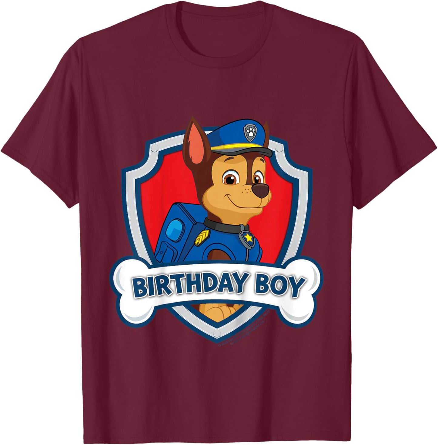 Enfant Pat Patrouille Officiel Chase Birthday Boy Happy Pup T-Shirt - T-Shirt | Maroon