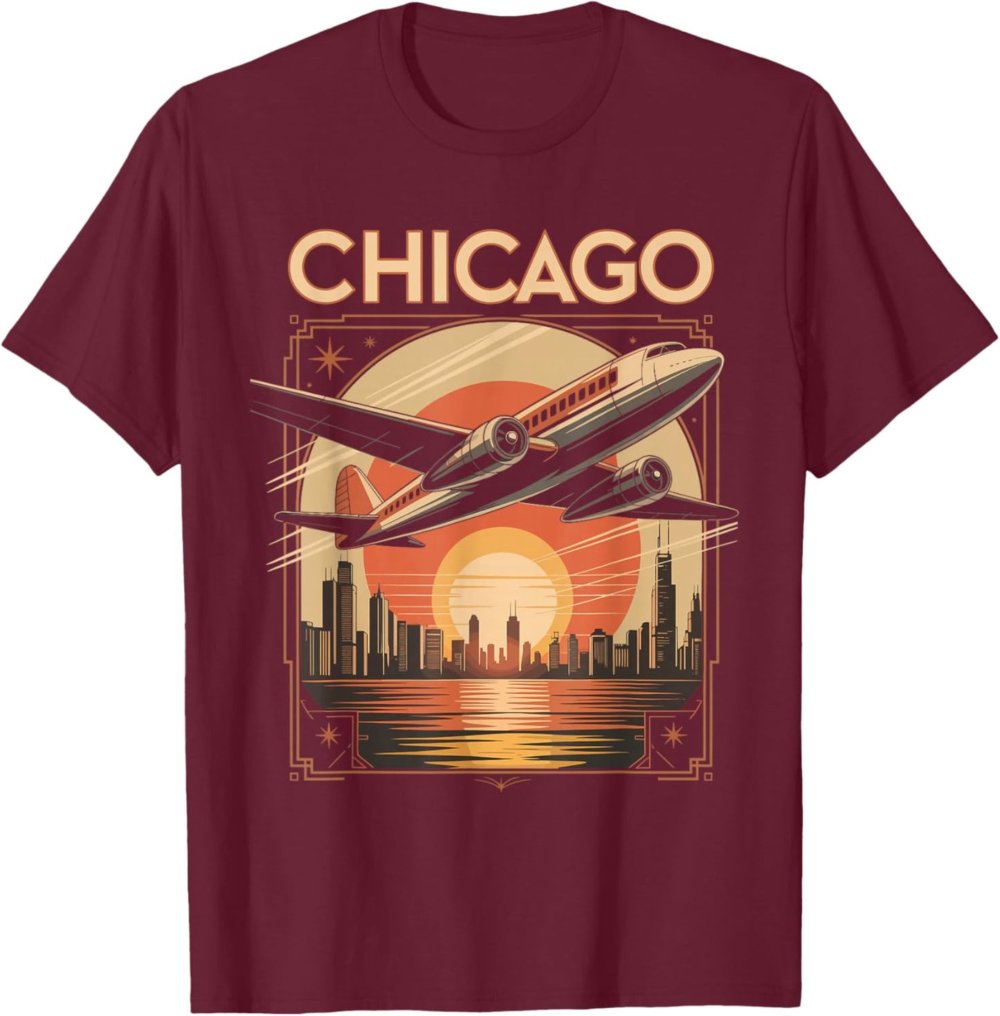 Chicago Skyline T-Shirt - T-Shirt | Maroon