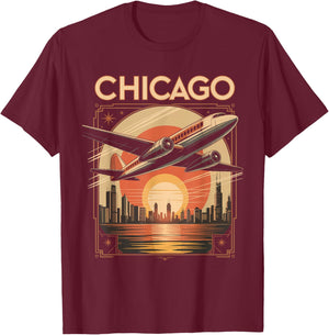 Chicago Skyline T-Shirt - T-Shirt | Maroon