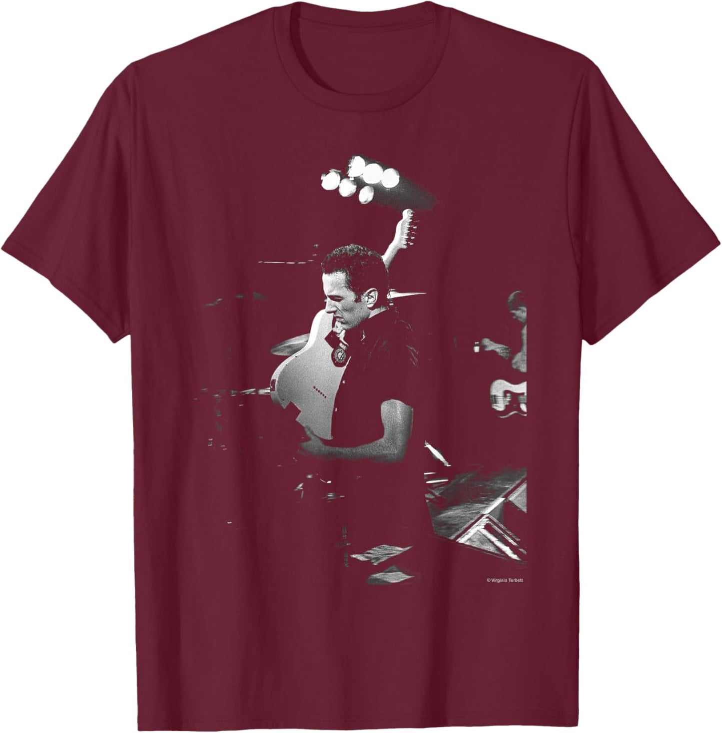 The Clash Joe Strummer at The Palais by Virginia Turbett T-Shirt - T-Shirt | Maroon
