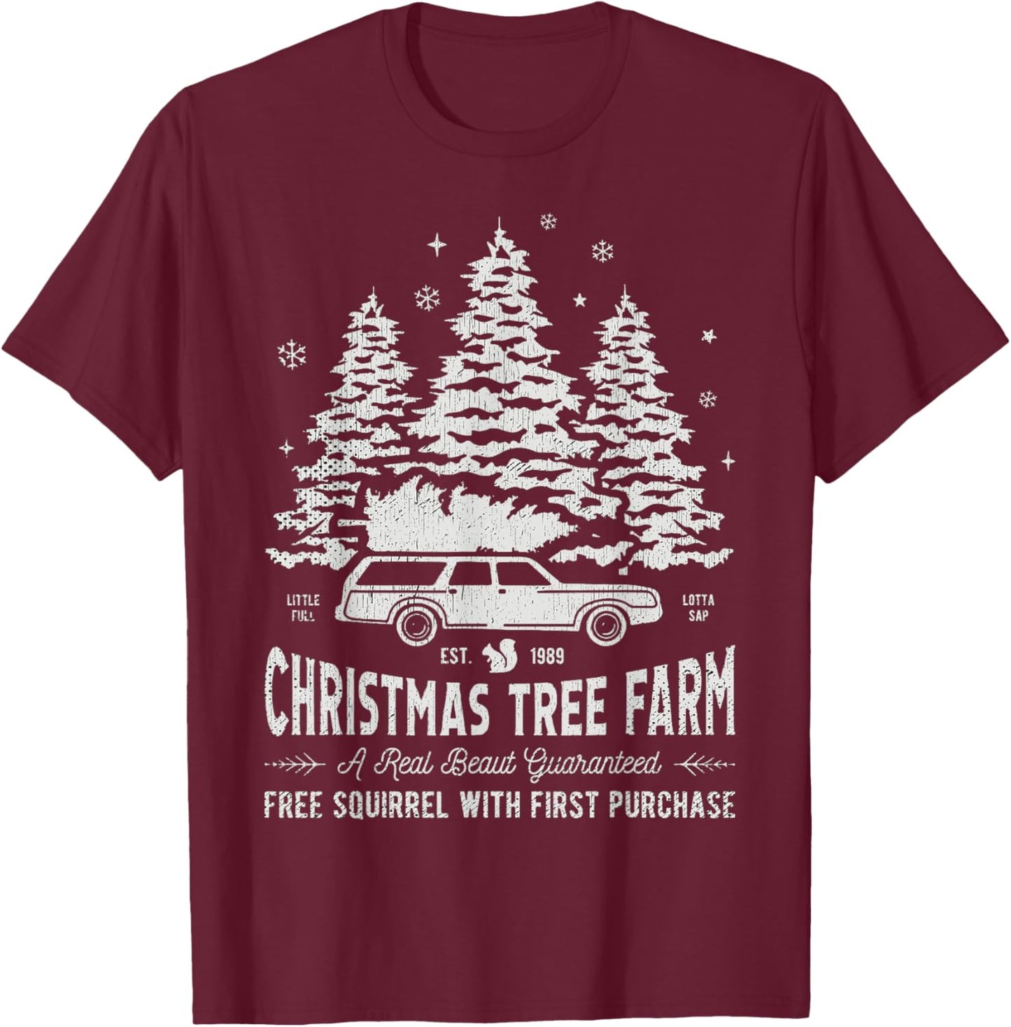 Christmas Movie Car Christmas Tree Farm Funny X-Mas T-Shirt - T-Shirt | Maroon