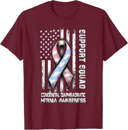 Retro Support Squad CDH Awareness T-Shirt - T-Shirt | Maroon