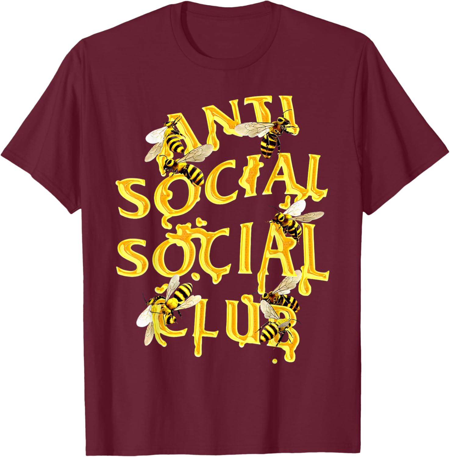 Retro Anti Social Club Bees Funny Introvert Women Men T-Shirt - T-Shirt | Maroon