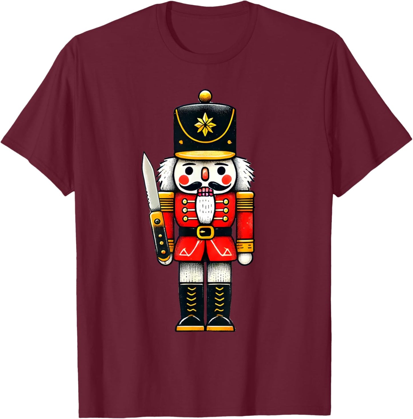 Cute Funny Christmas Happy Holiday Pajama Gift -Adults Winter Black Short Sleeve Small Classic Fit Pajama Shirt Holiday-Themed T-Shirt - T-Shirt | Maroon