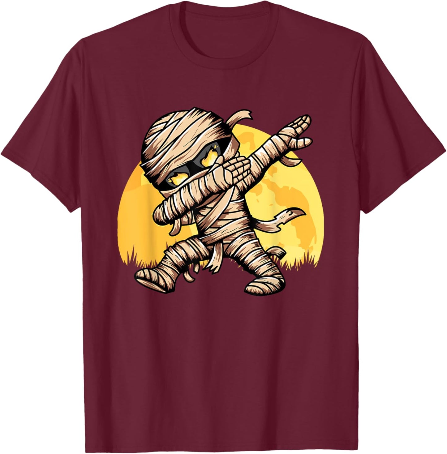 Dabbing Mummy Costume Dab Dancing Men Kids Boys Halloween T-Shirt - T-Shirt | Maroon
