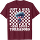 Just A Girl Who Loves Tornadoes Storm Chaser Storm Chasing T-Shirt - T-Shirt | Maroon