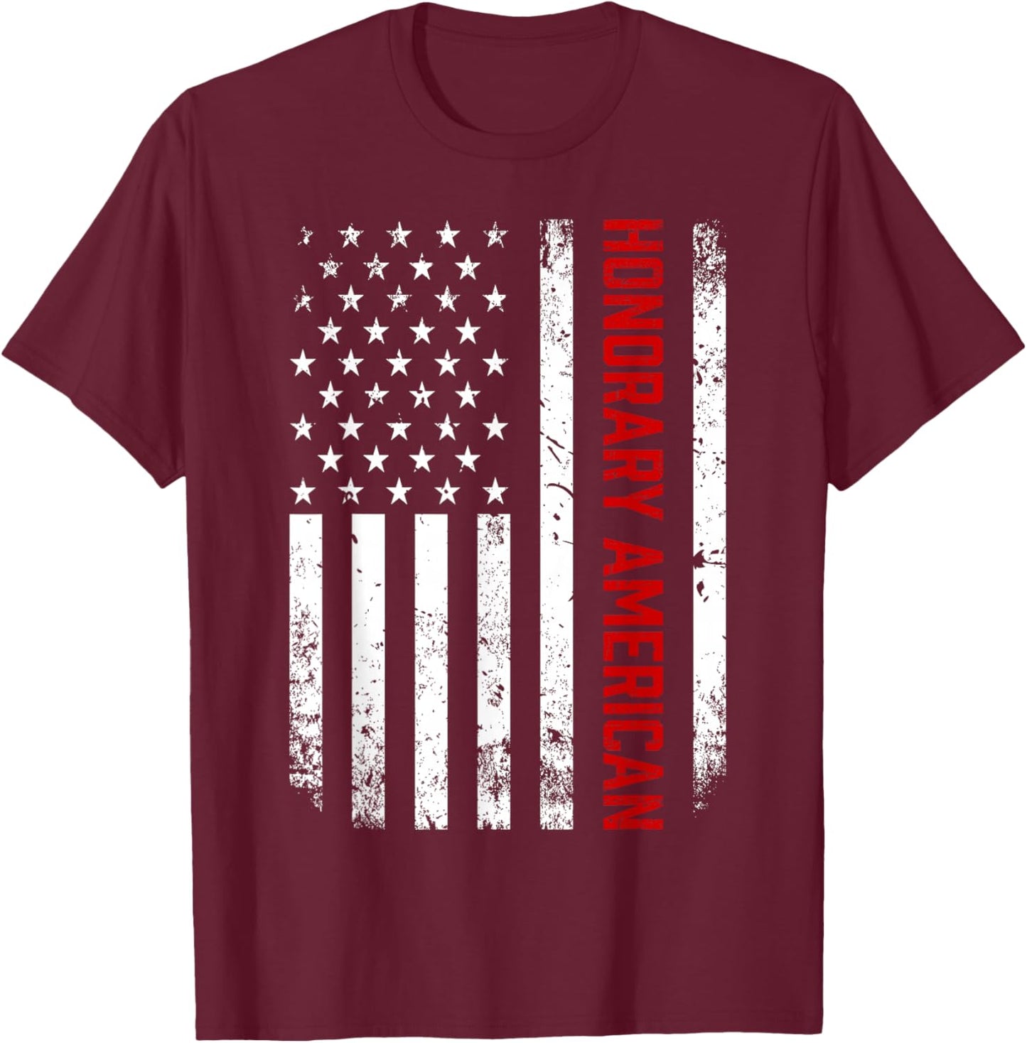 Honorary American US Flag 4th Of July American By Marriage T-Shirt - T-Shirt | Maroon