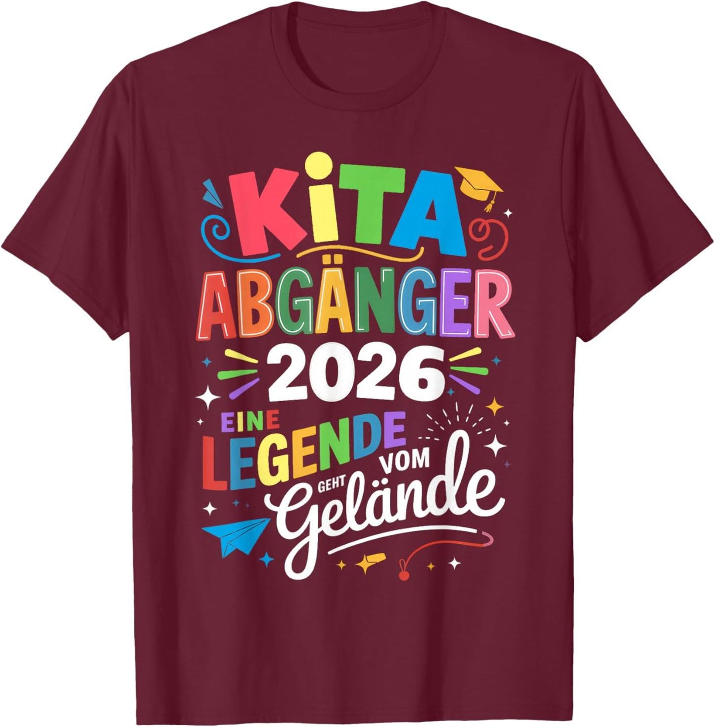 Children's Kita Leavers 2026 School Child First Day T-Shirt - T-Shirt | Maroon