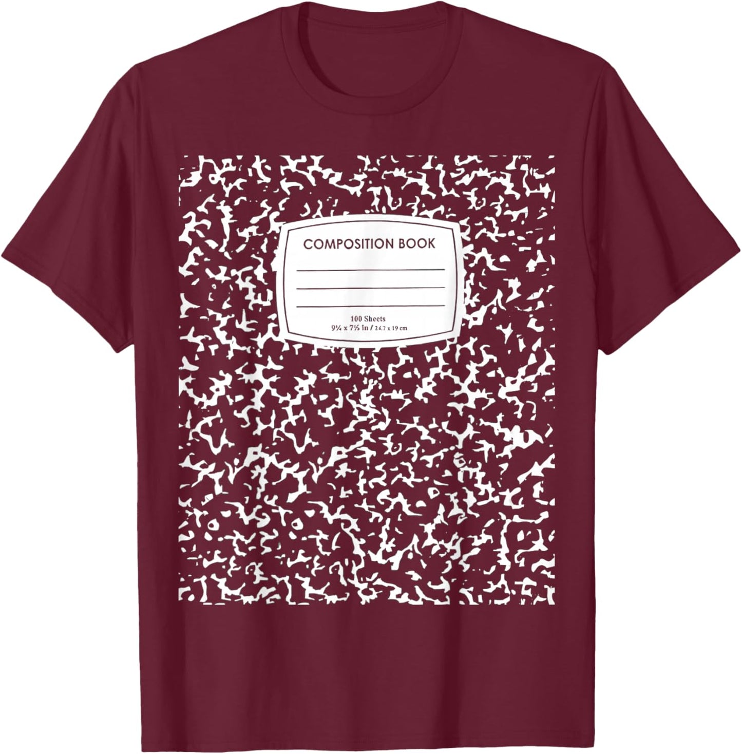 Composition Notebook Halloween Costume T-Shirt - T-Shirt | Maroon