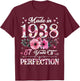 87 Year Old Made In 1938 Floral 87th Birthday Gift T-Shirt - T-Shirt | Maroon
