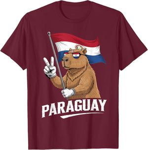 Paraguay Roots Capybara Paraguayan Flag T-Shirt - T-Shirt | Maroon