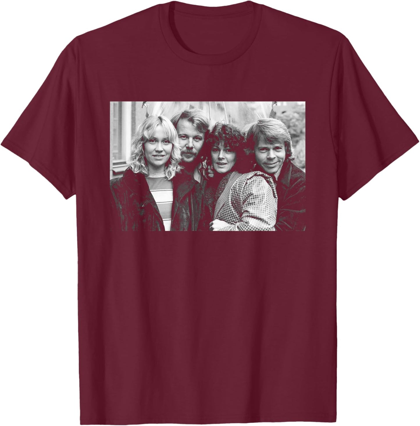 ABBA - Portrait of Swedish Pop Group Arrival Promo 1976 T-Shirt - T-Shirt | Maroon