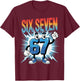 67 Gen Alpha Six Seven Italy 6 7 Brain Red Gaming Meme T-Shirt - T-Shirt | Maroon