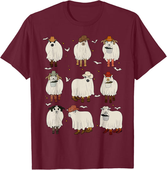 Vintage Sheep Ghost Farm Animals Farmer Halloween Costume T-Shirt - T-Shirt | Maroon