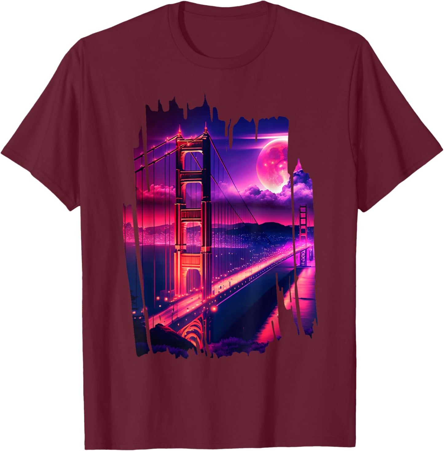 San Francisco Vaporwave Aesthetic Retro Style I Love SF T-Shirt - T-Shirt | Maroon