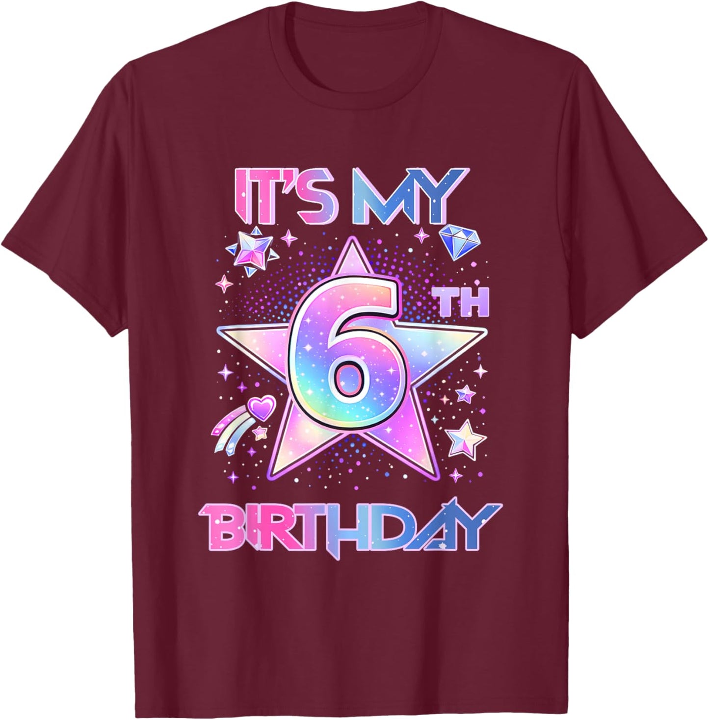 It's My 6Th Birthday K-Pop 6 Years Old Birthday Girl Kids T-Shirt - T-Shirt | Maroon