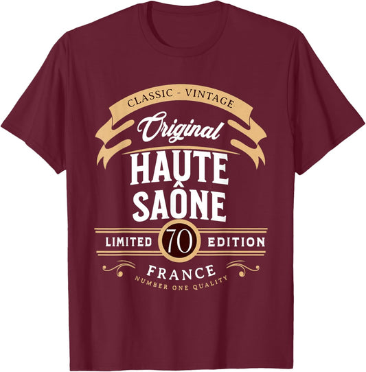 Vintage Haute-Saône Department France , Black, S T-Shirt - T-Shirt | Maroon