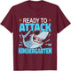Kids Shark Ready To Attack Kindergarten Kids First Day Of School T-Shirt - T-Shirt | Maroon