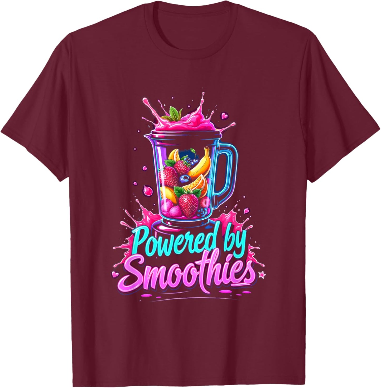 Powered By Smoothies Smoothie Health Drink Vegan Life T-Shirt - T-Shirt | Maroon