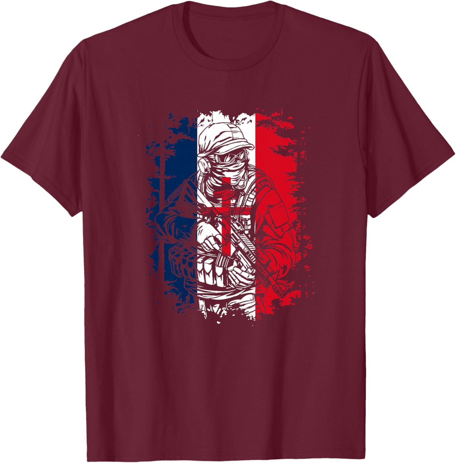 Soldat avec Drapeau Français et Croix de Lorraine Haut de Gamme T-Shirt - T-Shirt | Maroon