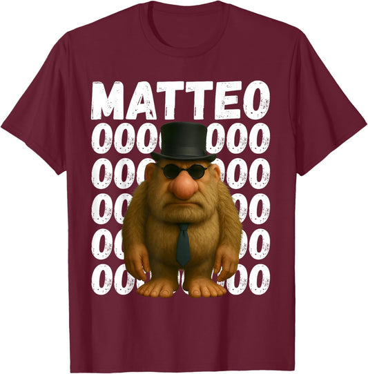Matteo Mateo Matteooo Italian Brainrot Meme Shirt Kids Boys T-Shirt - T-Shirt | Maroon