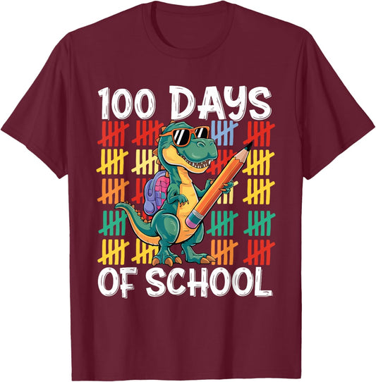 100th Day Of School Costume For Kids Girls Boys 100 Days T-Shirt - T-Shirt | Maroon