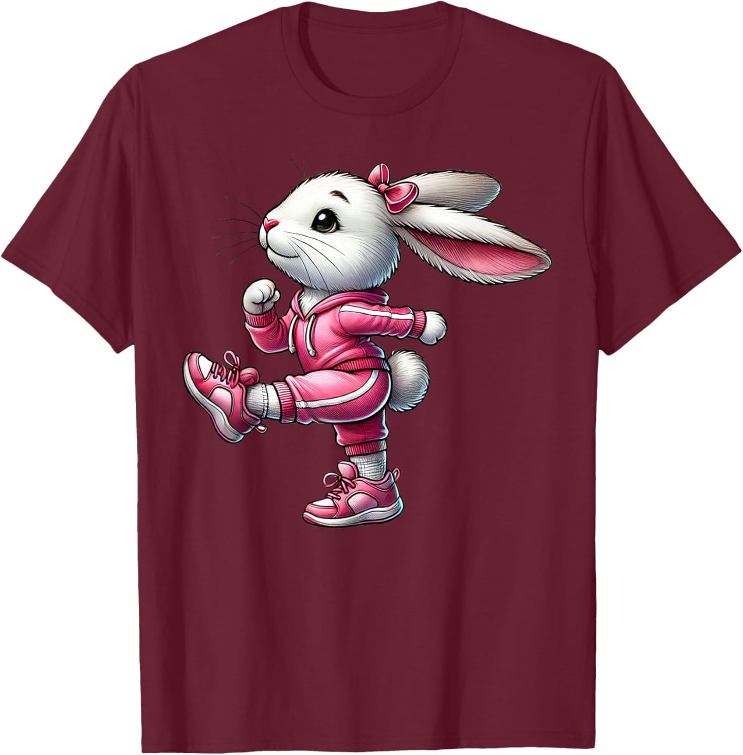 Easter Bunny Exercising Gym Fitness Workout Training T-Shirt - T-Shirt | Maroon