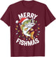 Merry Fishmas Santa Fishing Lovers Funny Fisherman Christmas T-Shirt - T-Shirt | Maroon