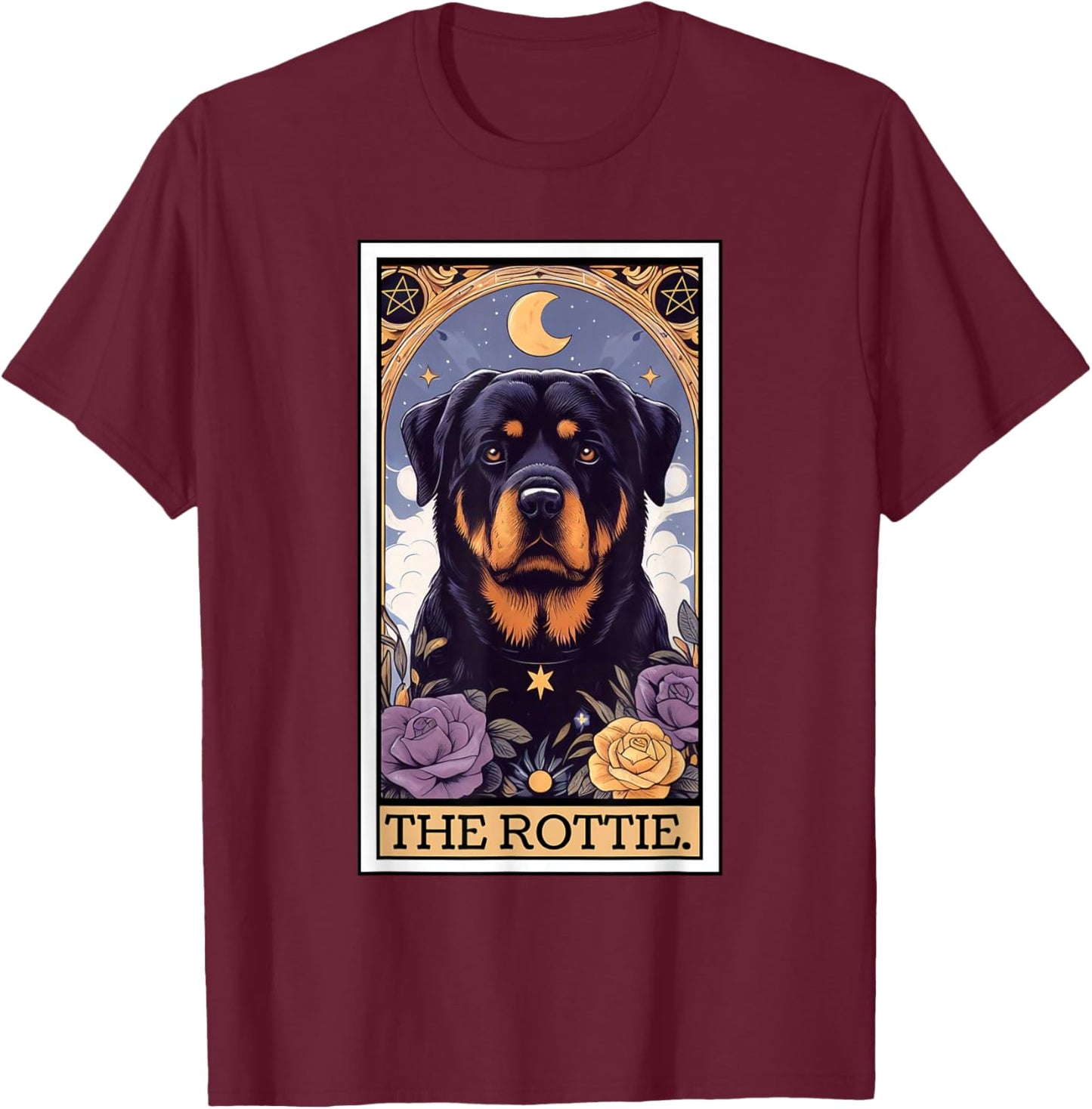 Rottweiler Tarot Card Women Men Kids Rottie Mom Rottie Dad T-Shirt - T-Shirt | Maroon