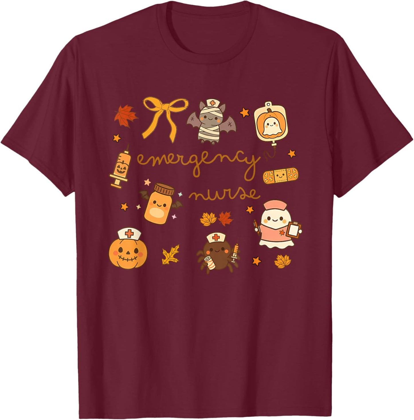 Emergency Department Halloween ER Nurse Halloween T-Shirt - T-Shirt | Maroon