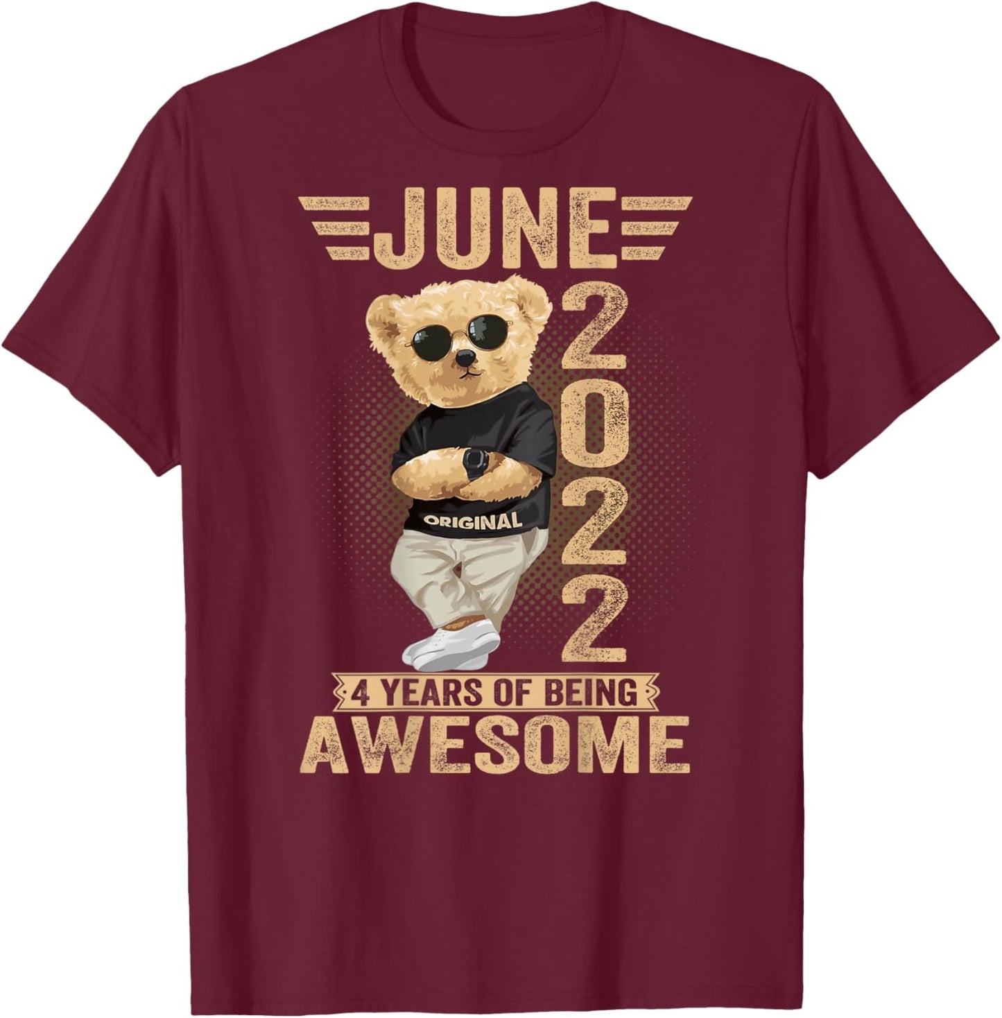 Ours en Peluche (sur Le Dos) 4 Juin pour Homme et Femme 2022 T-Shirt - T-Shirt | Maroon