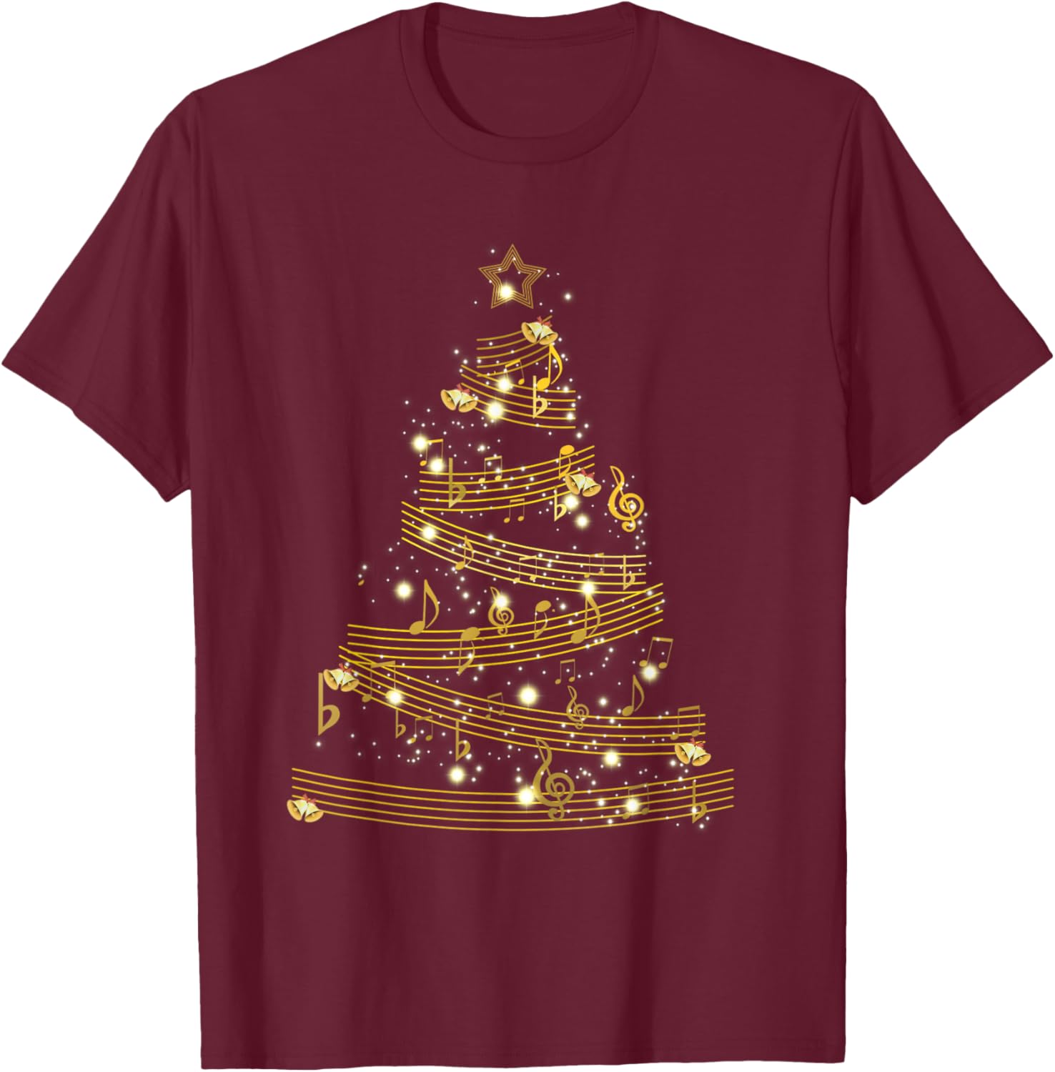 Handbell Christmas Tree! Hand Bell Choir Ringers Holiday T-Shirt - T-Shirt | Maroon