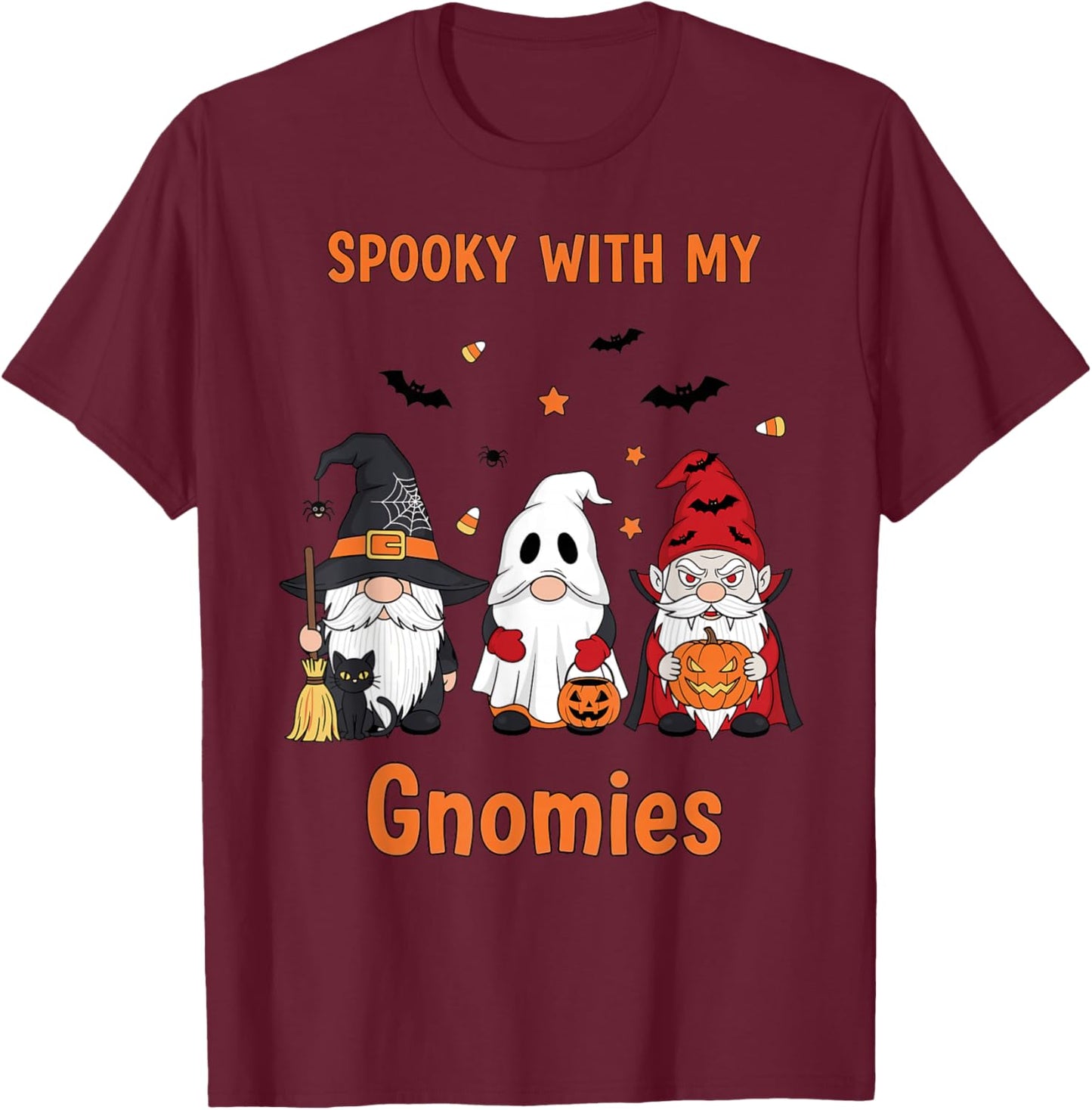 Halloween Gnome Costume Squad Witch Ghost Vampire T-Shirt - T-Shirt | Maroon