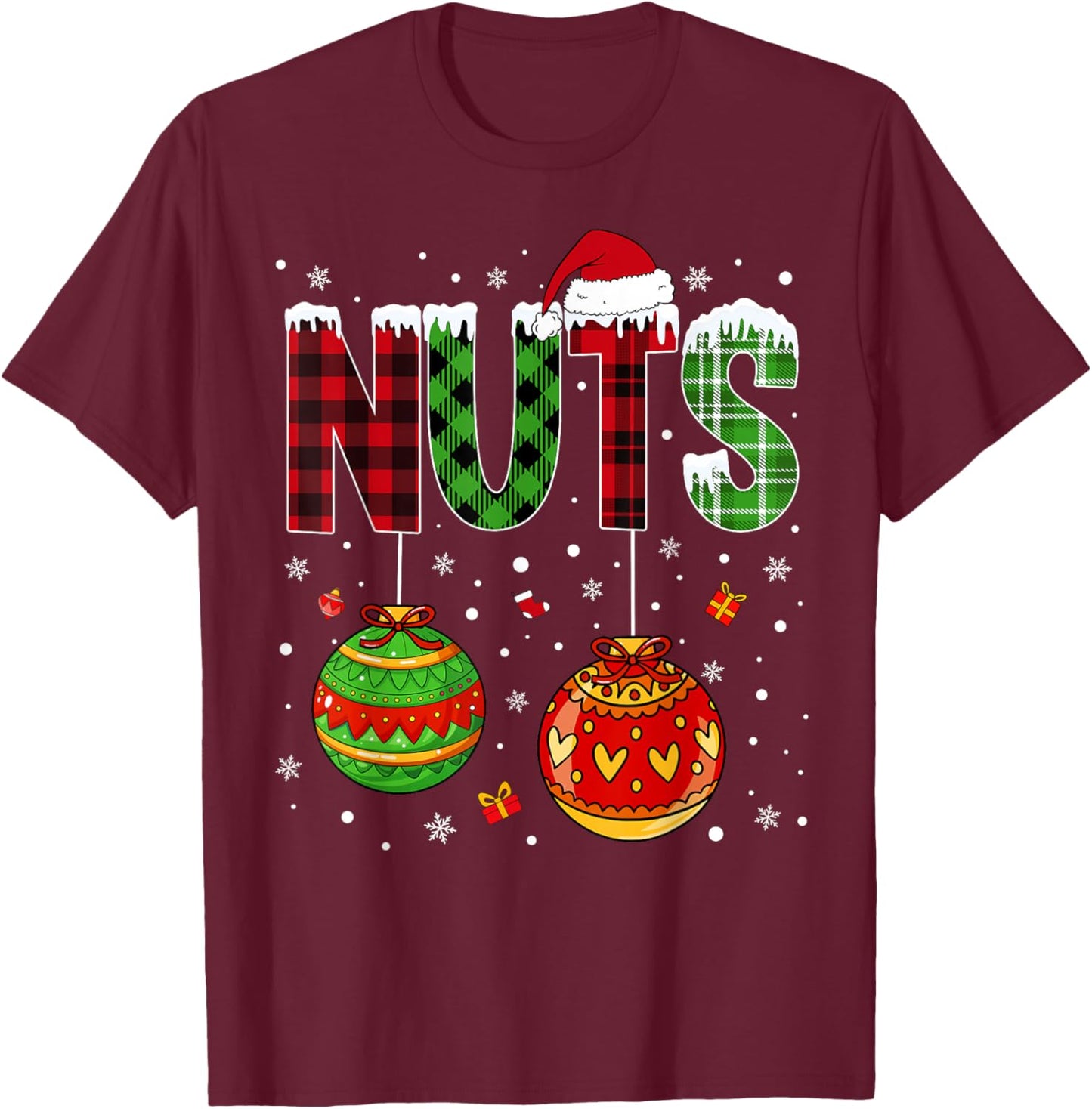 Chestnuts Matching Family Funny Chest Nuts Christmas Couples T-Shirt - T-Shirt | Maroon
