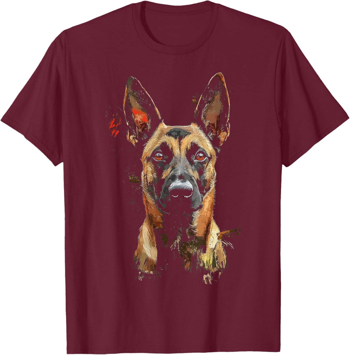 Belgian Malinois Dog Motif Pet Artwork Belgian Malinois Women Kids T-Shirt - T-Shirt | Maroon