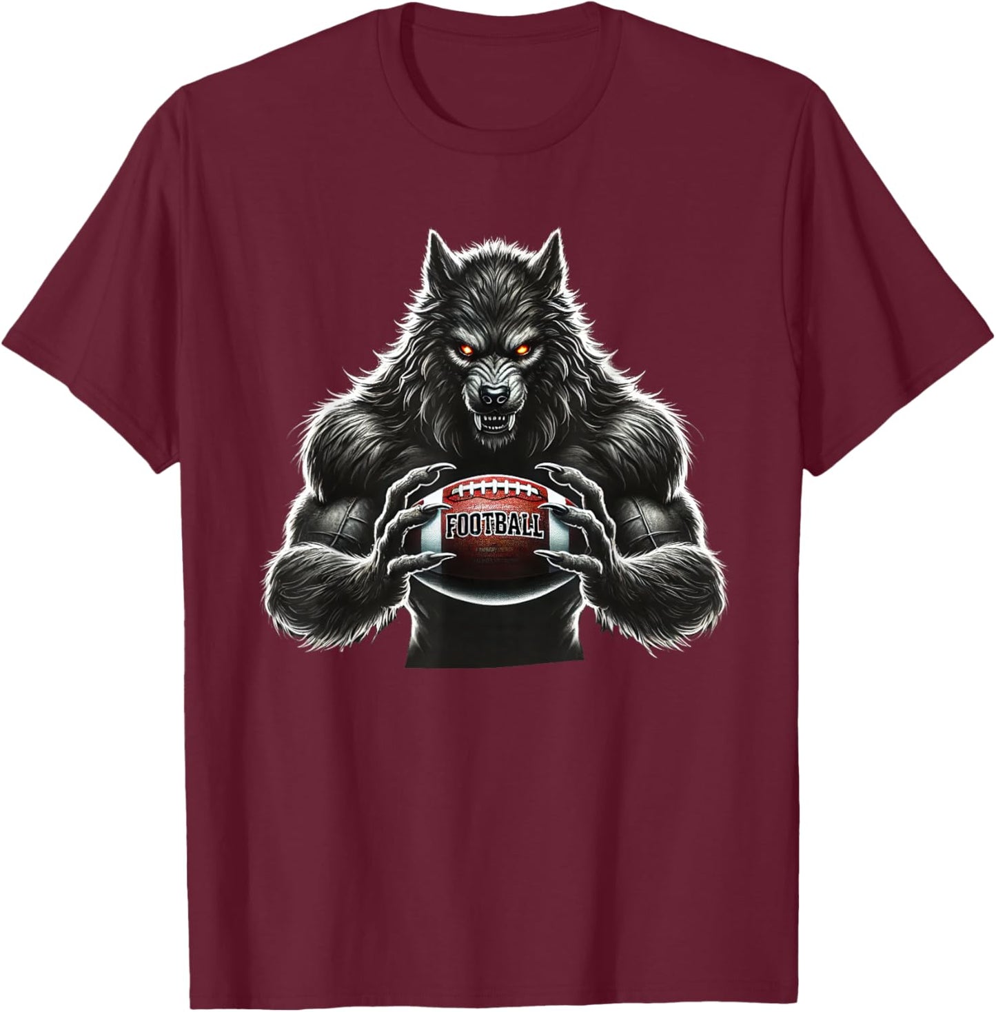Werewolf Football Player Father Coach Halloween Costume 2025 T-Shirt - T-Shirt | Maroon