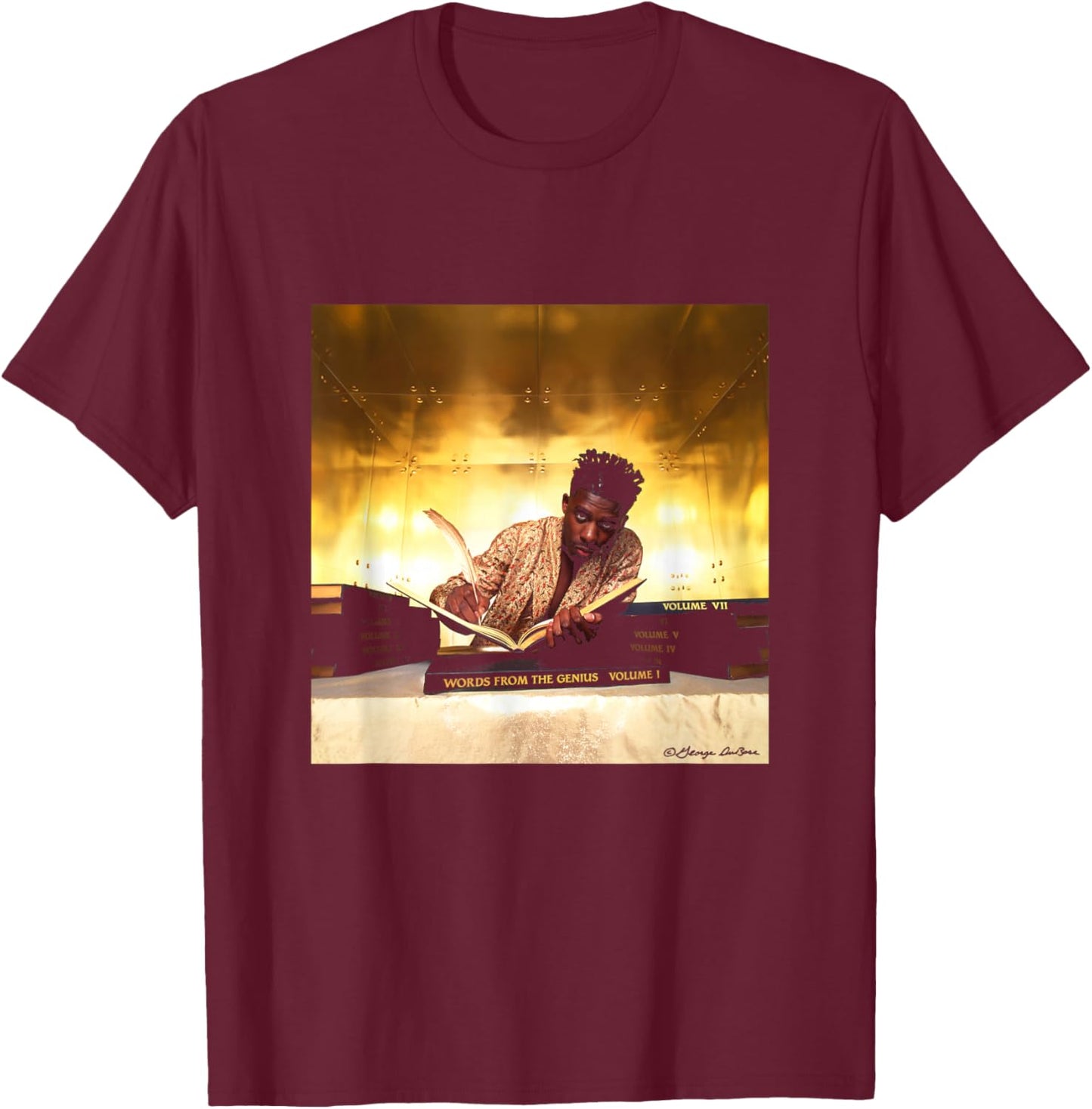 GZA Album Art Words From The Genius By George DuBose T-Shirt - T-Shirt | Maroon