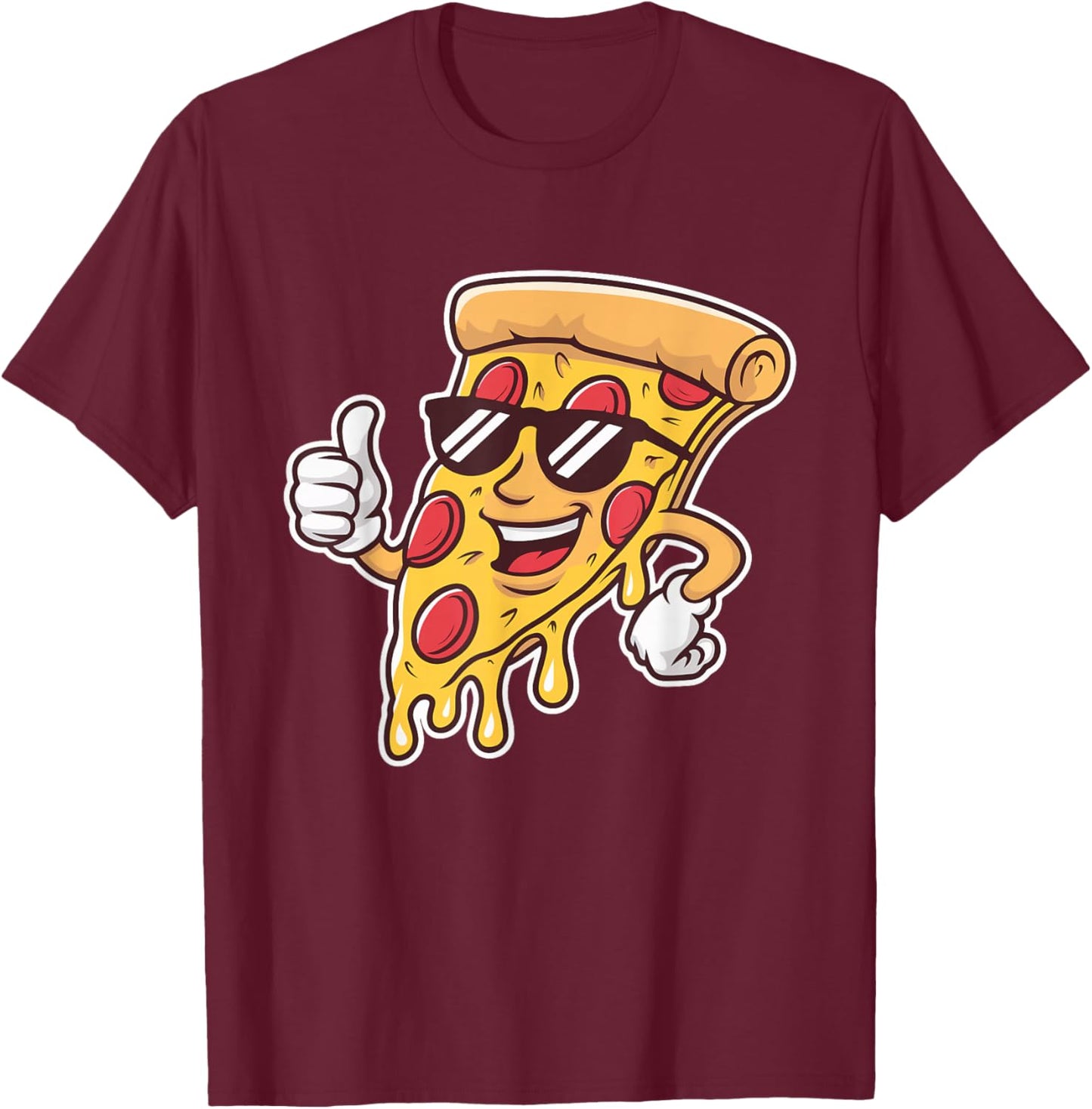 Cool Boys and Girls Sunglasses Pizza for fast Food Lovers T-Shirt - T-Shirt | Maroon