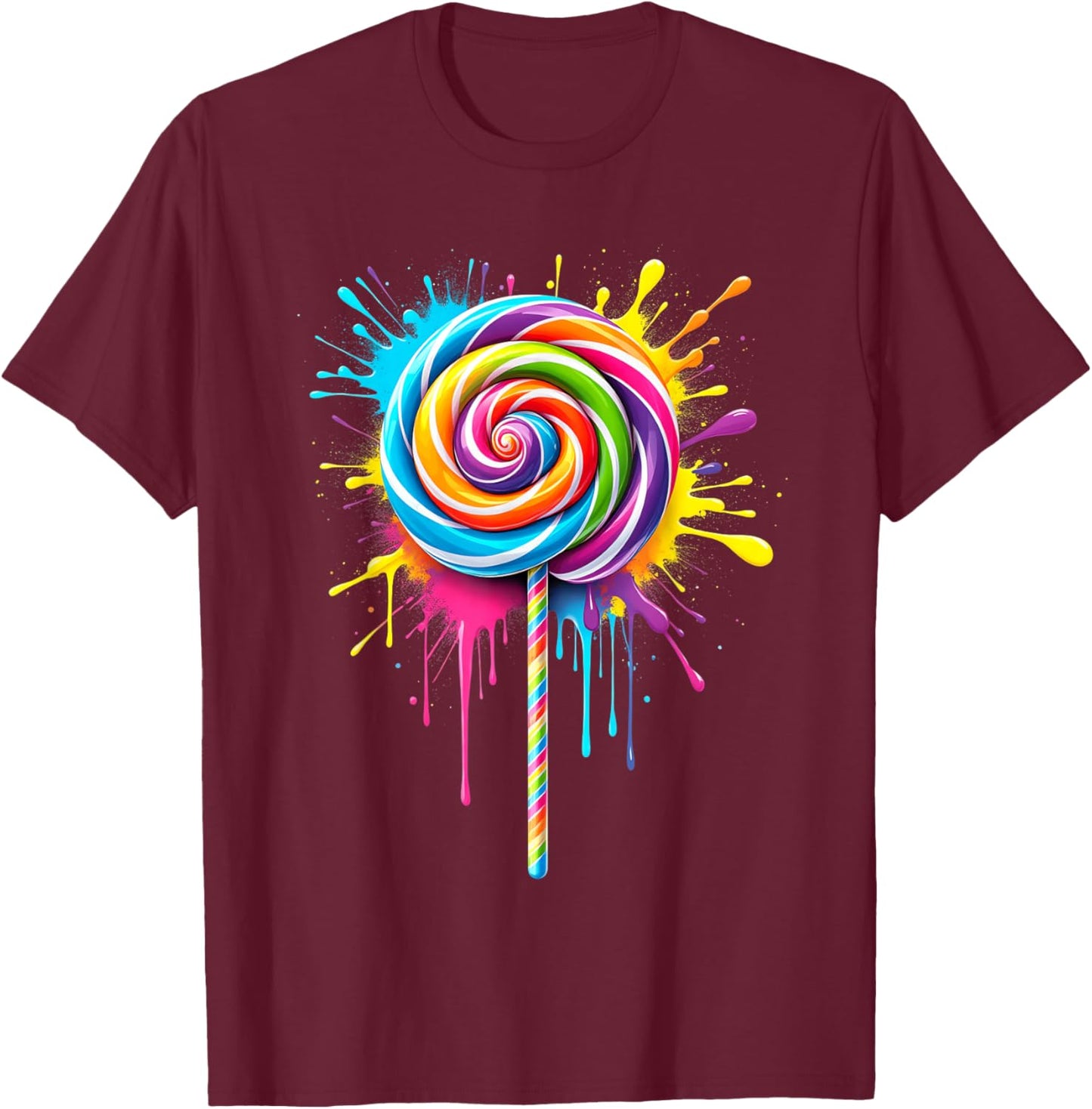 Candy Candy Costume Women's Carnival Lollipop Fancy Dress T-Shirt - T-Shirt | Maroon