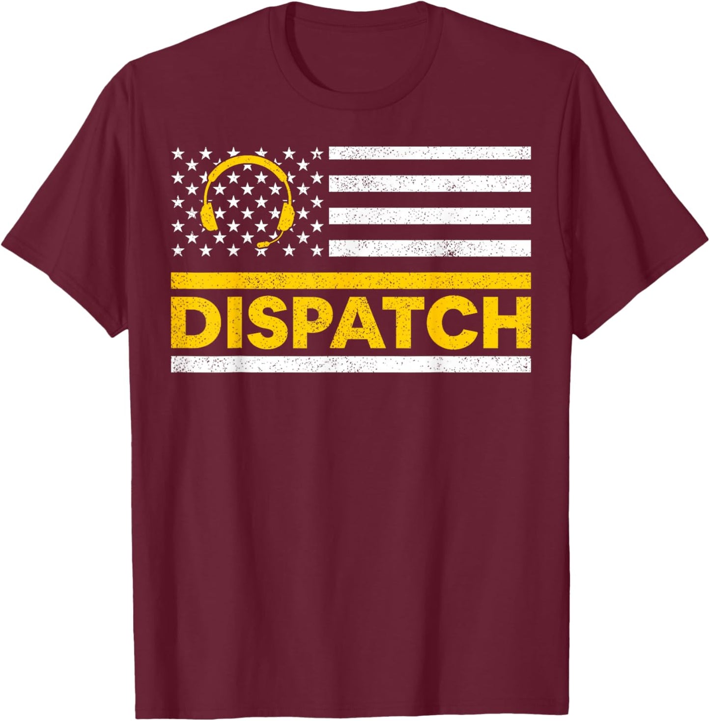 911 Dispatcher Operator USA Flag 4th of July Emergency Call T-Shirt - T-Shirt | Maroon