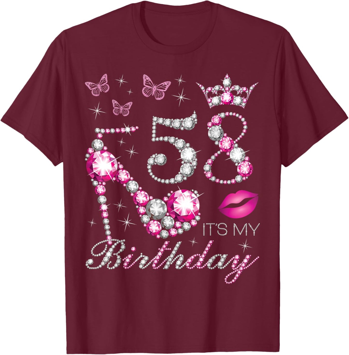 58 It's My Birthday, 58 Years Old, It's My 58th Birthday T-Shirt - T-Shirt | Maroon