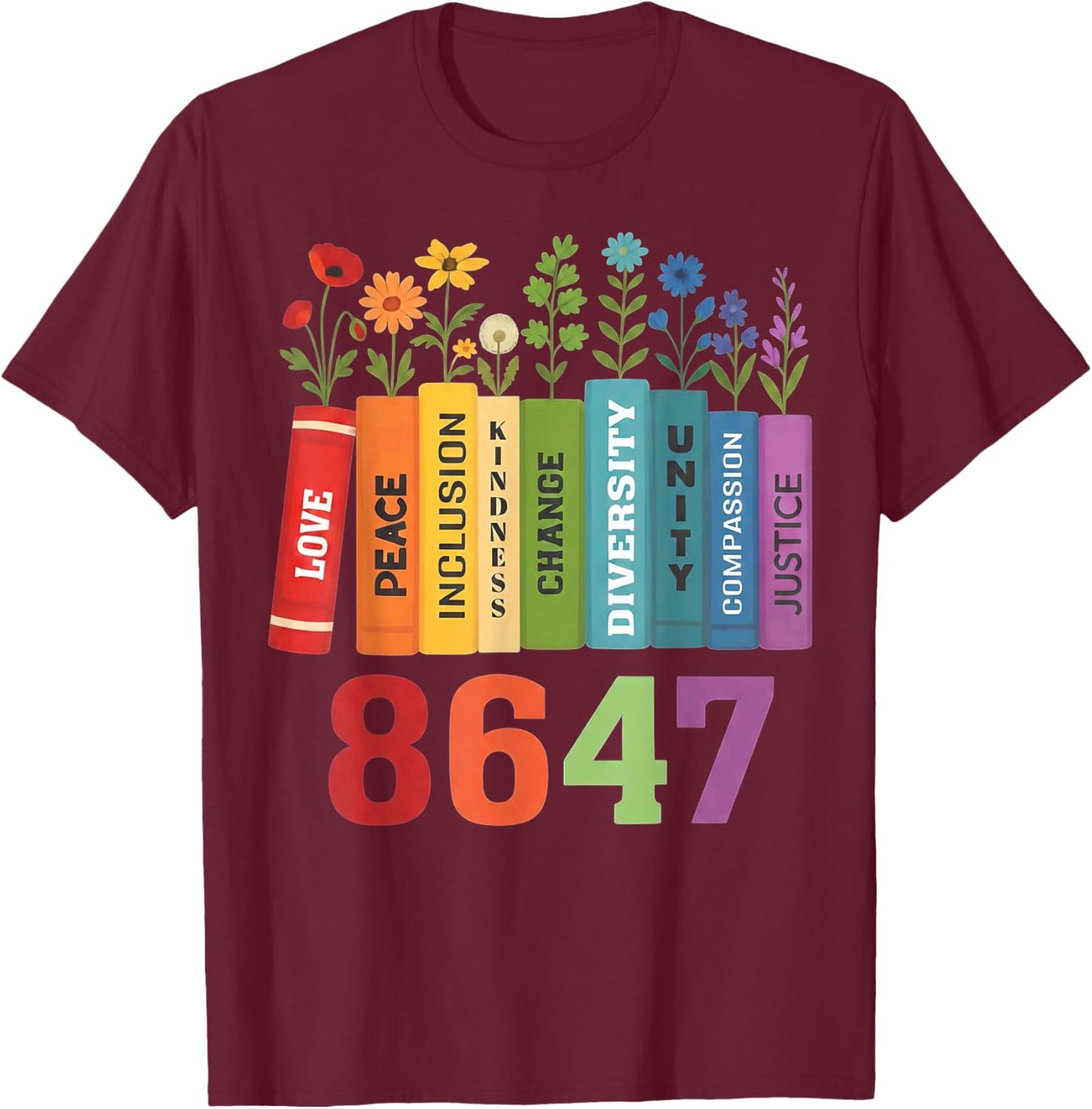 Retro Vintage 86 47 Floral 8647 T-Shirt - T-Shirt | Maroon