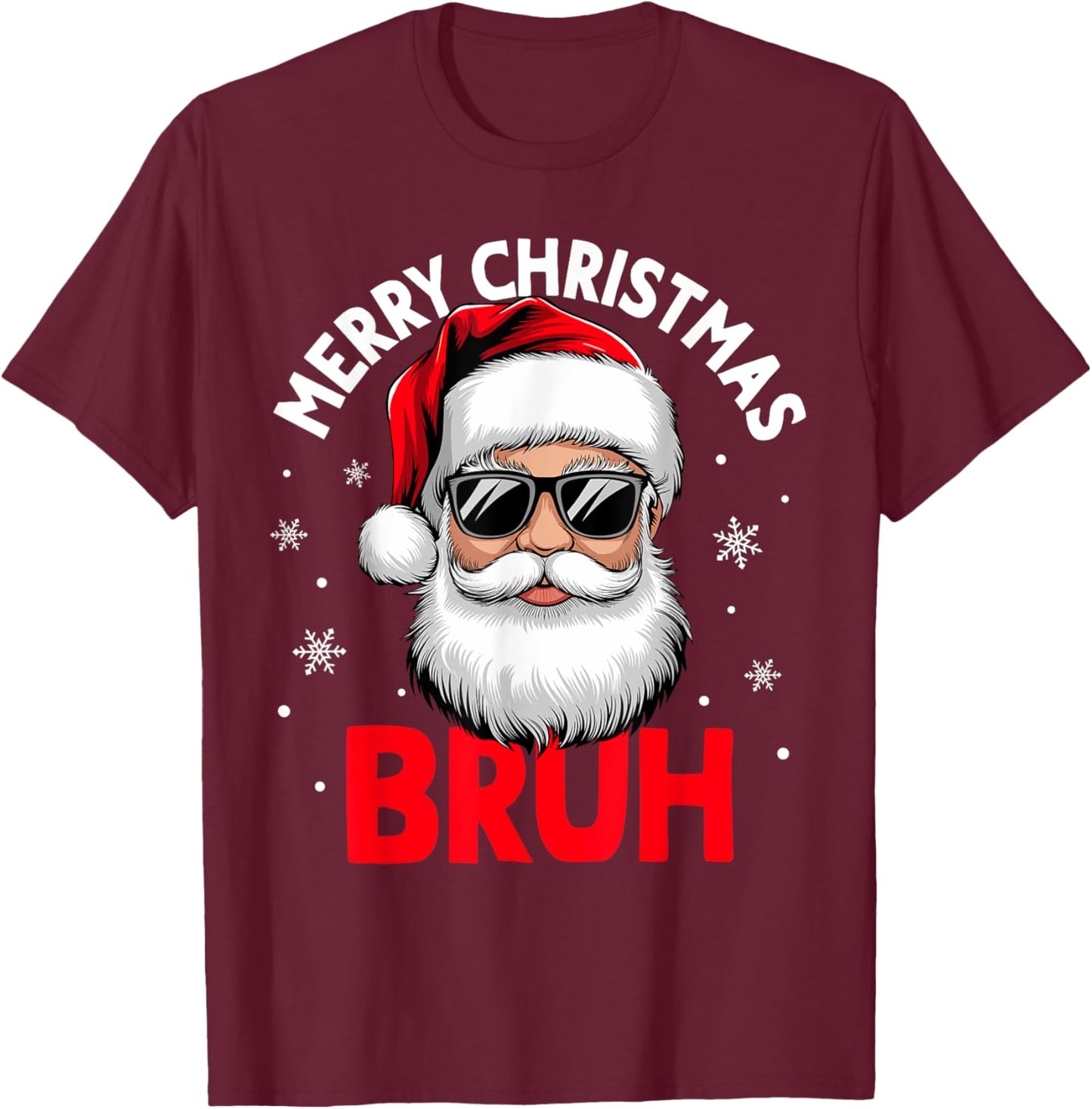 Merry Christmas Bruh Funny Santa Claus Retro Men Women Kids T-Shirt - T-Shirt | Maroon