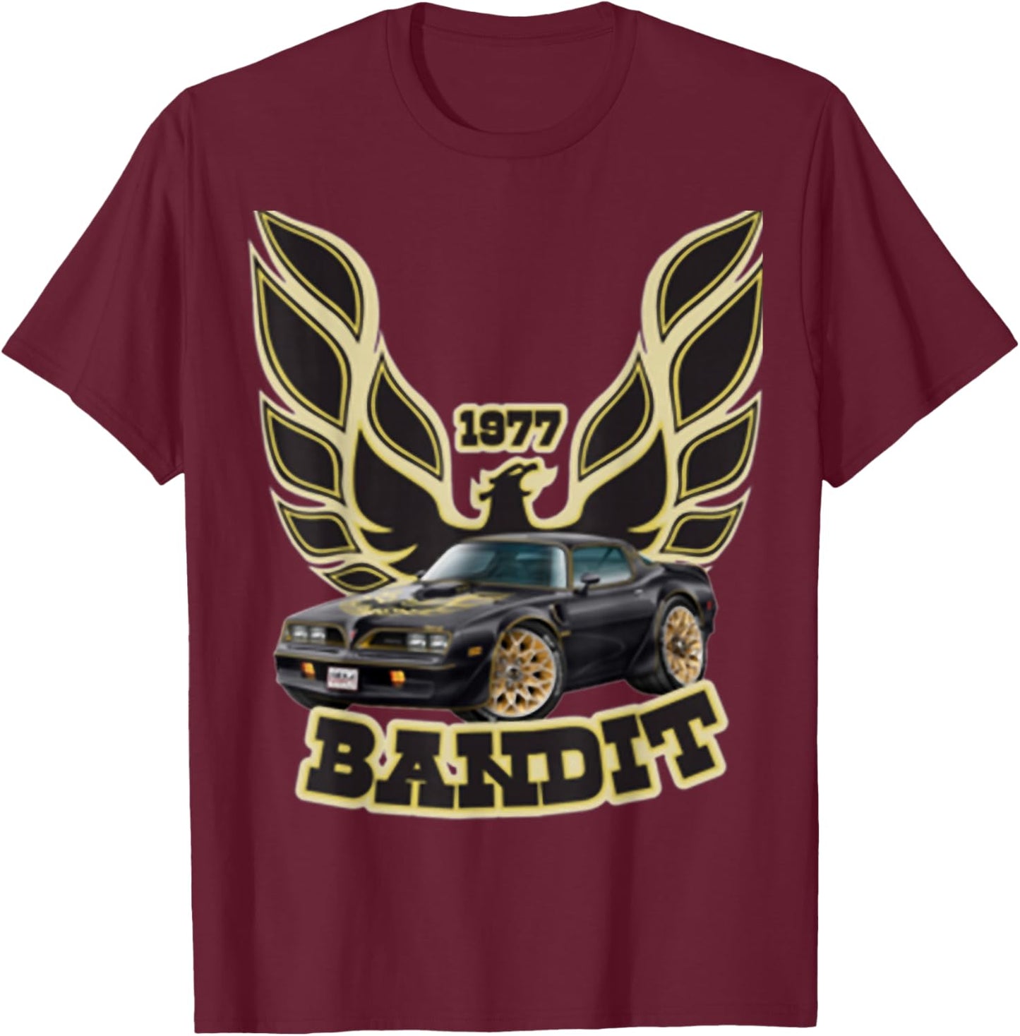1977 77 trans am vintage black car MUSCLE CARS 70s CLASSIC T-Shirt - T-Shirt | Maroon