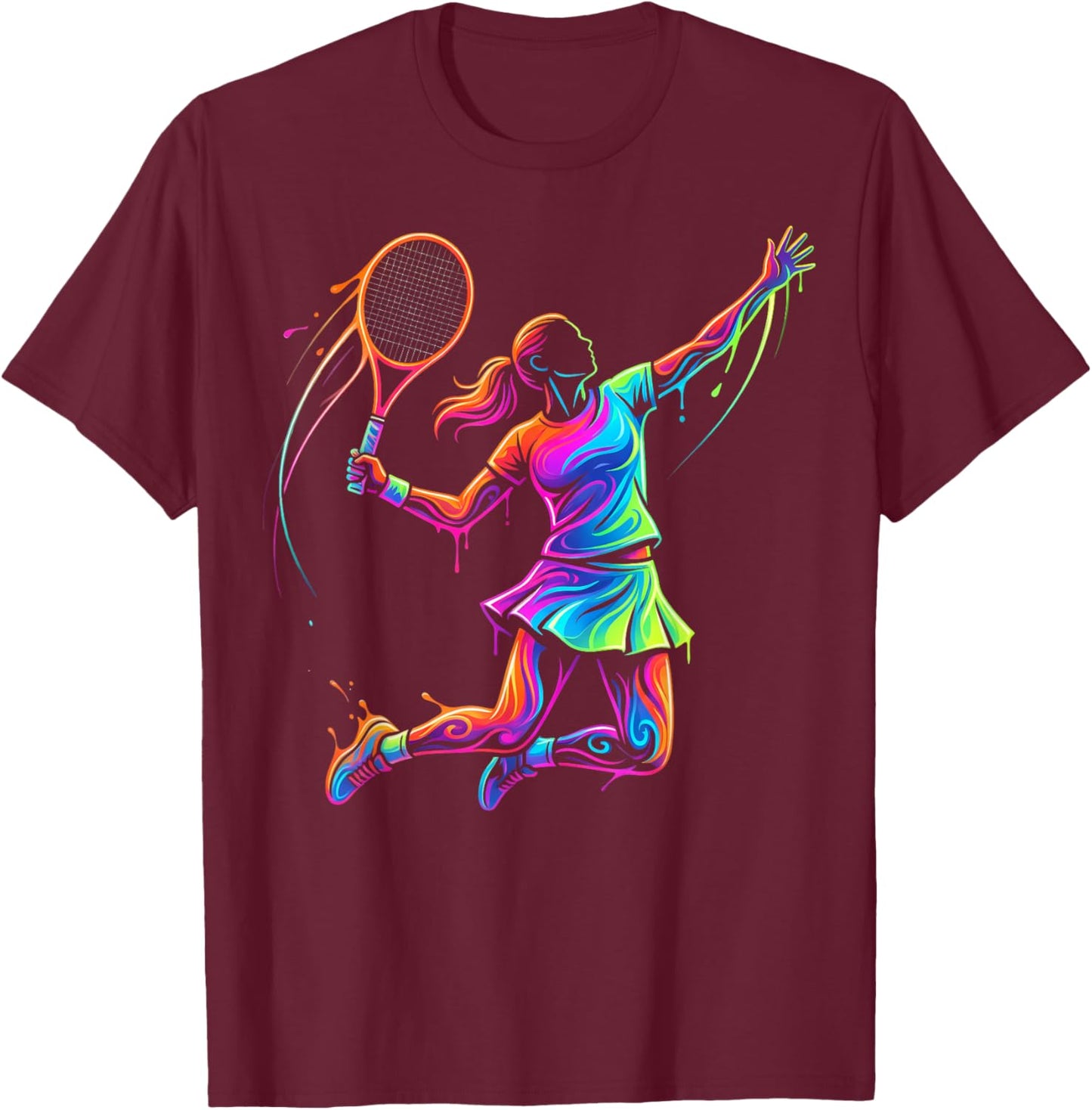 Tennis Player Woman Child and Girl T-Shirt - T-Shirt | Maroon