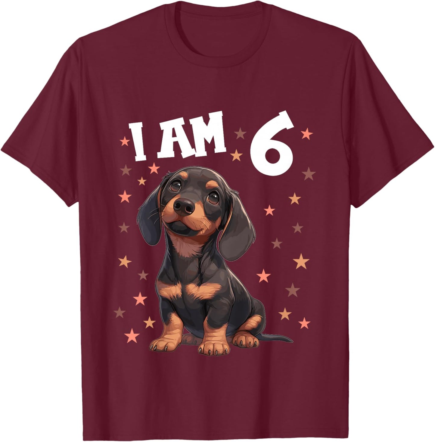 Kids 6 Years old 6th birthday Dachshunds Dachshund T-Shirt - T-Shirt | Maroon
